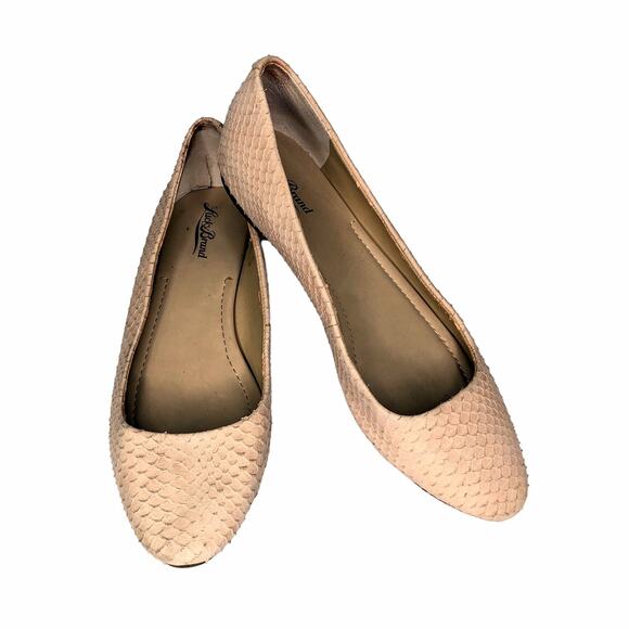Lucky Brand Nude Beige Lizard Print Slip On Ballet Flat Loafer Size 8.5 - Picture 1 of 9